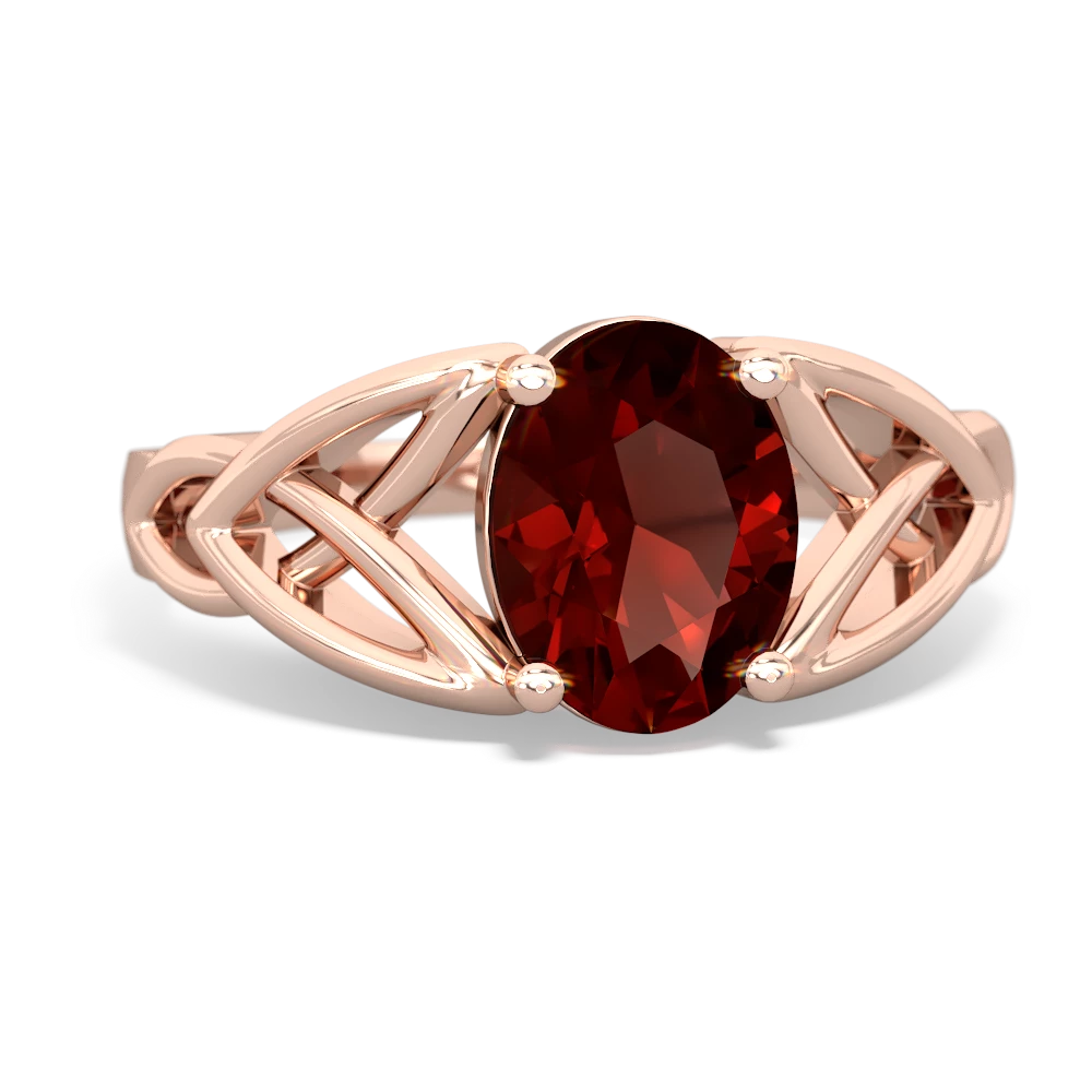 Garnet Celtic Trinity Knot 14K Rose Gold ring R2389