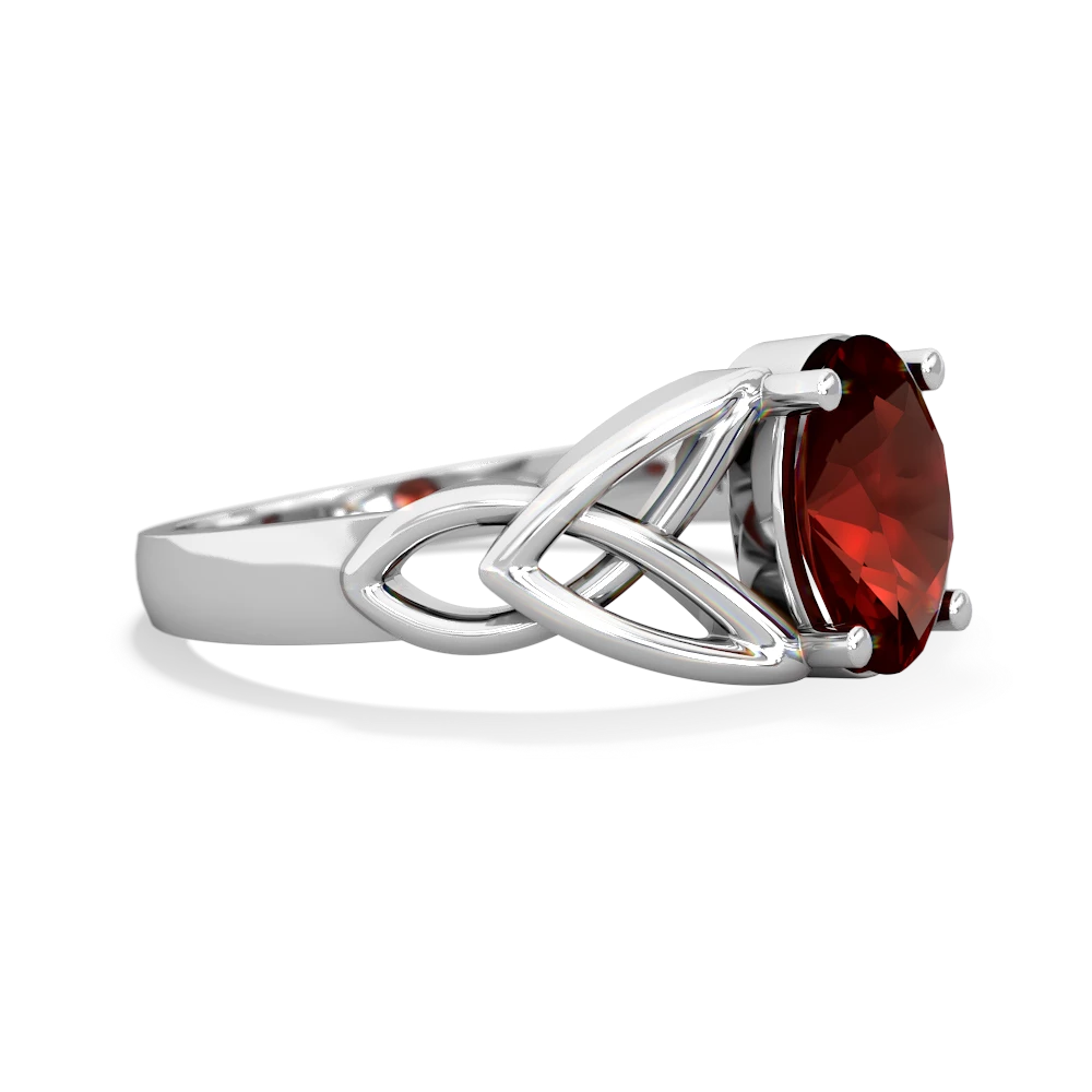 Garnet Celtic Trinity Knot 14K White Gold ring R2389