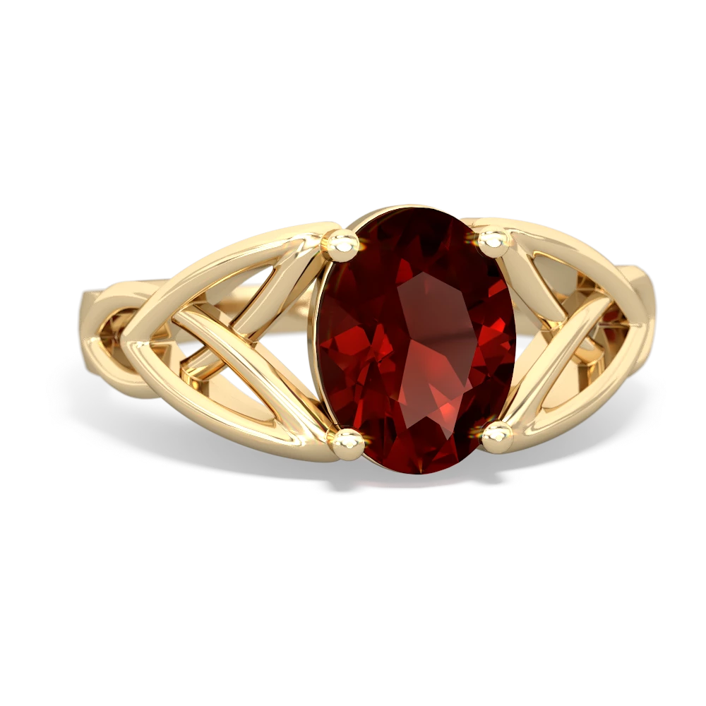 Garnet Celtic Trinity Knot 14K Yellow Gold ring R2389