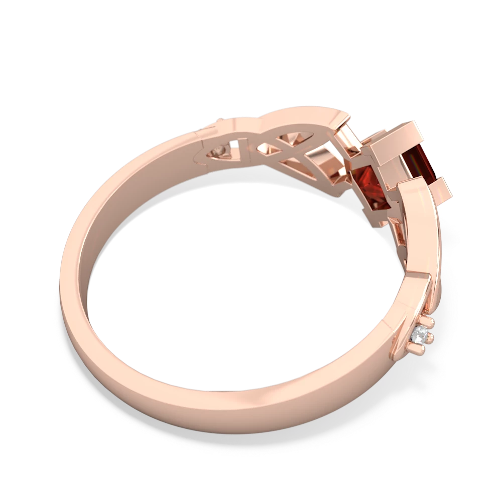 Garnet Celtic Knot Princess 14K Rose Gold ring R3349