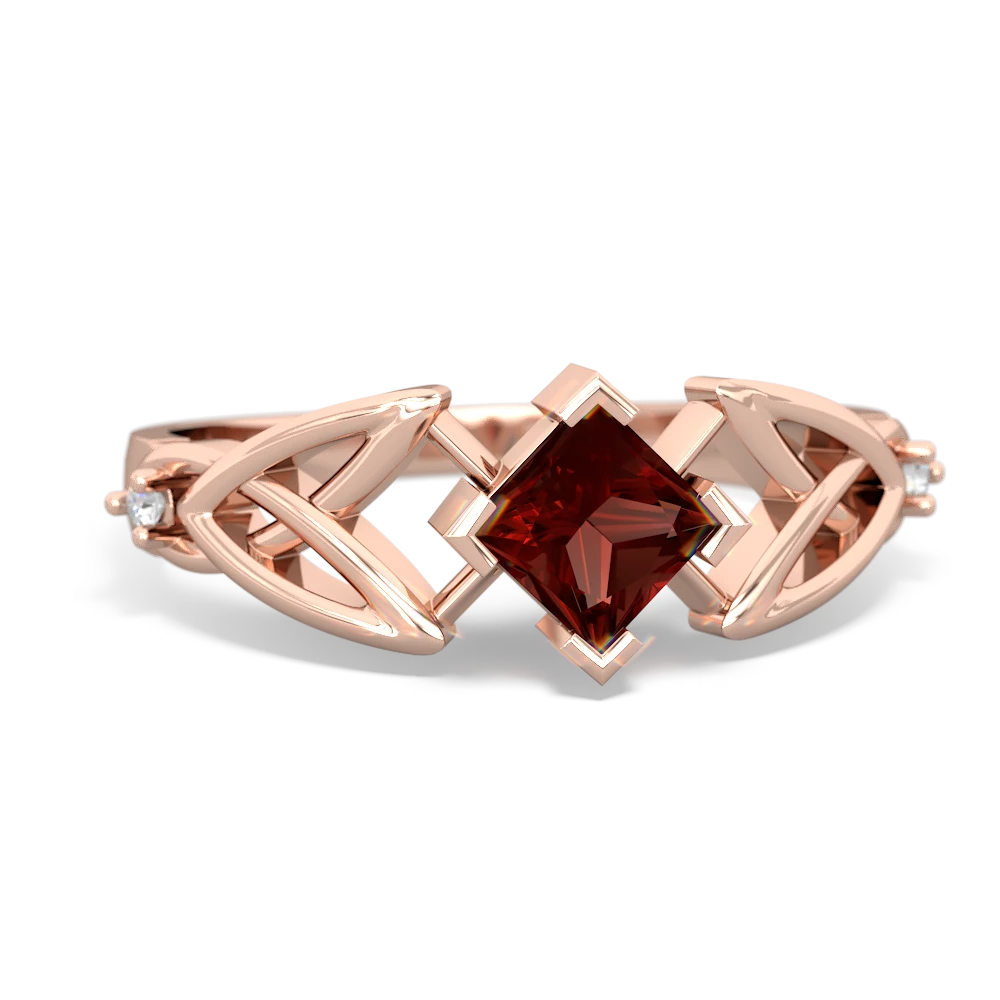 Garnet Celtic Knot Princess 14K Rose Gold ring R3349