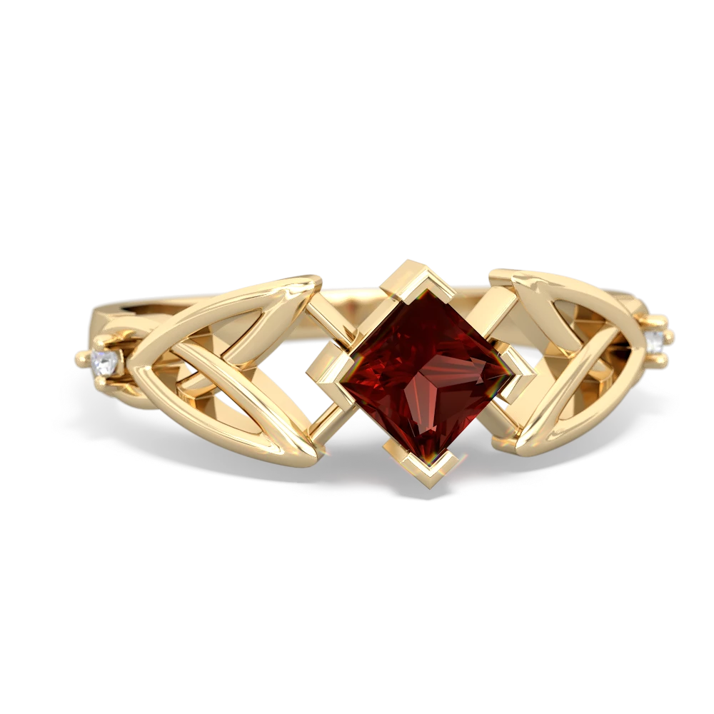 Garnet Celtic Knot Princess 14K Yellow Gold ring R3349