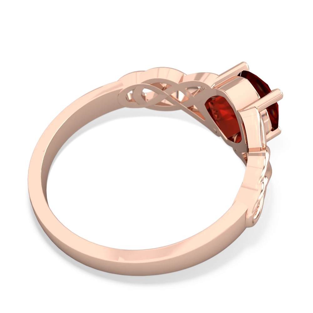 Garnet Checkerboard Cushion Celtic Knot 14K Rose Gold ring R5000