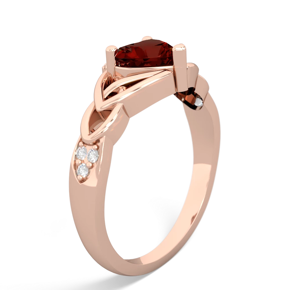 Garnet Claddagh Celtic Knot Diamond 14K Rose Gold ring R5001