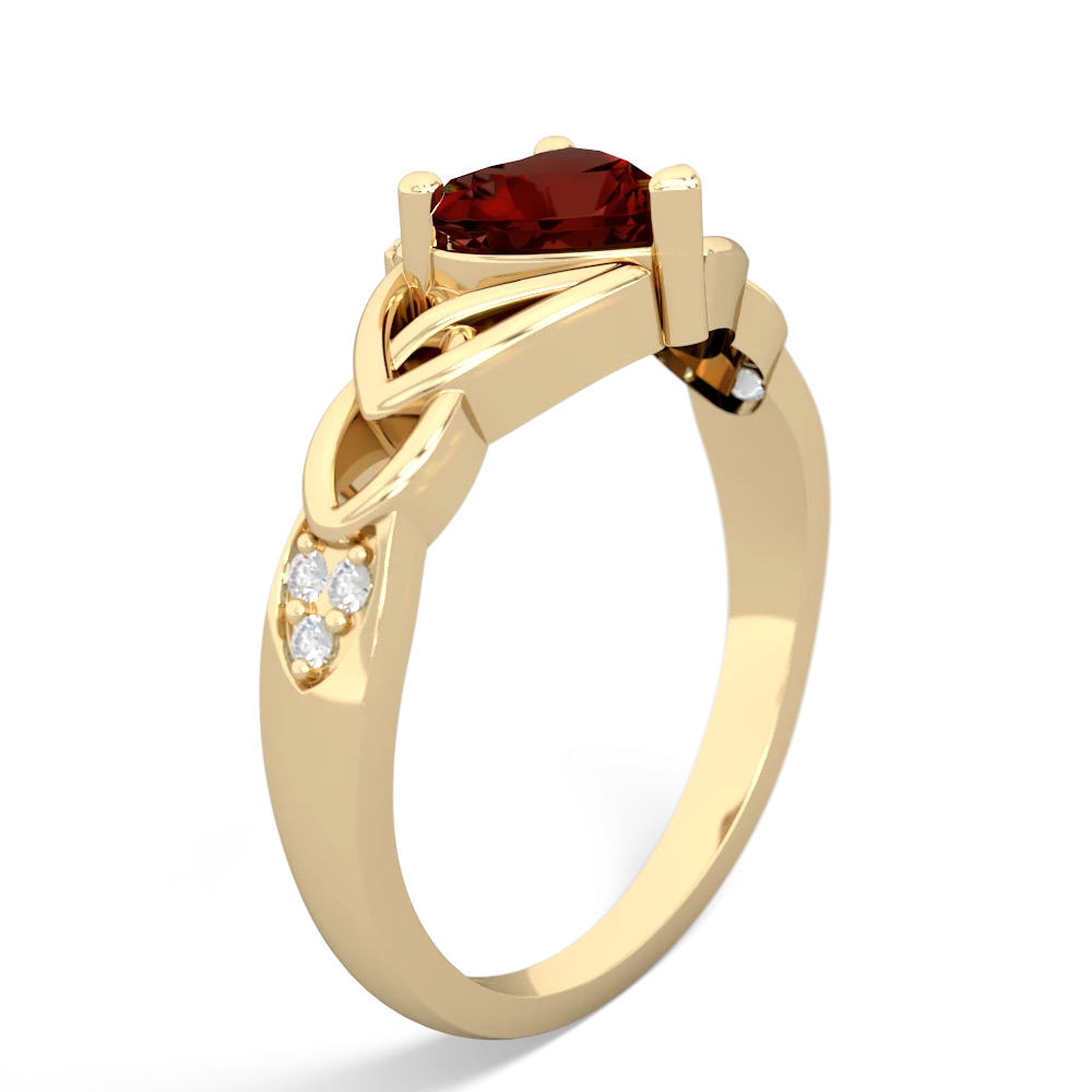 Garnet Claddagh Celtic Knot Diamond 14K Yellow Gold ring R5001