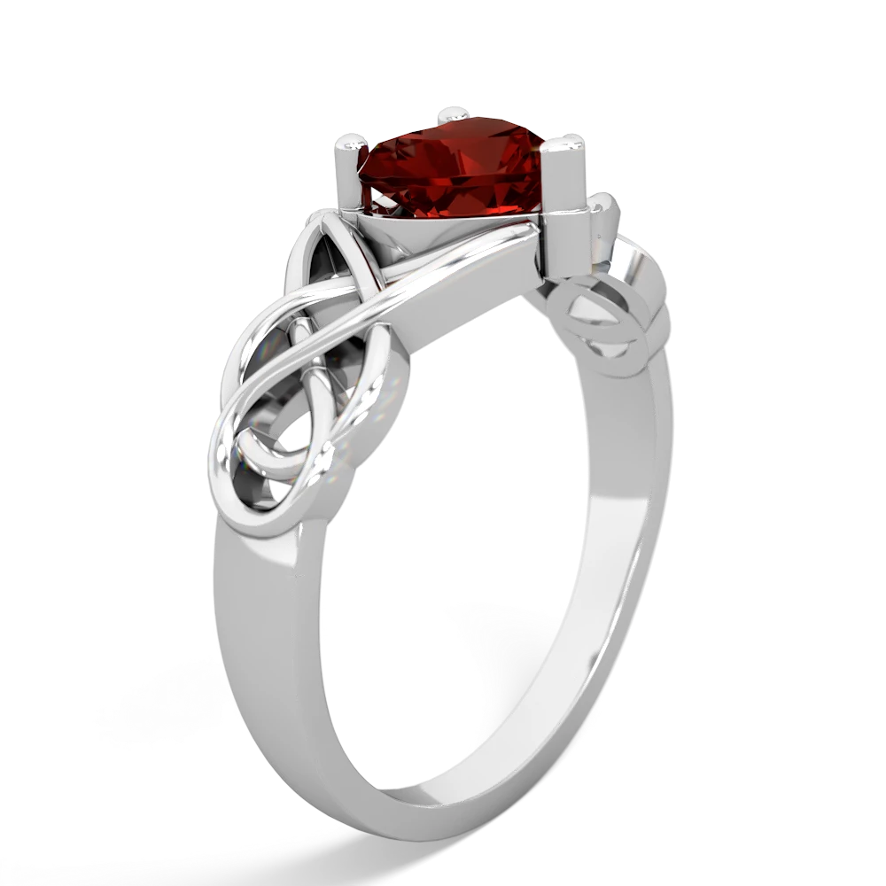 Garnet Claddagh Celtic Knot 14K White Gold ring R2367
