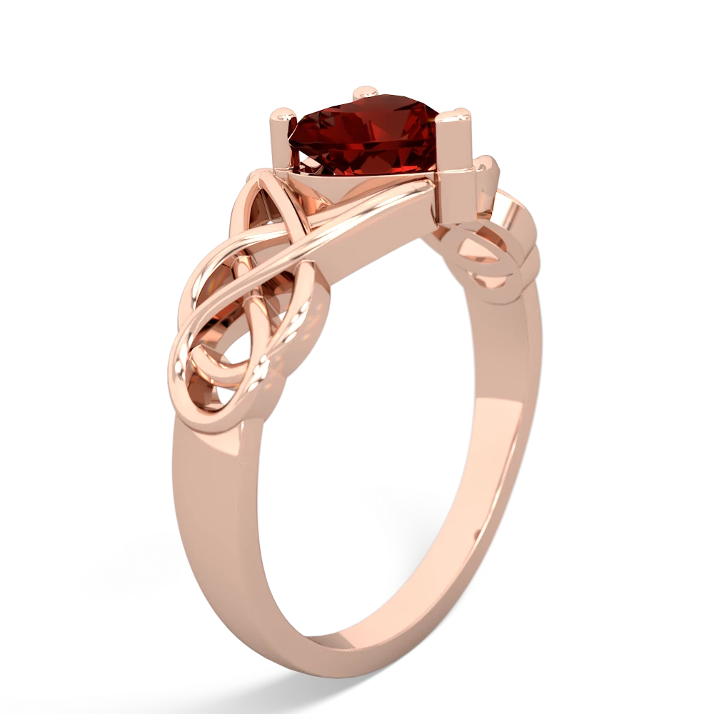 Garnet Claddagh Celtic Knot 14K Rose Gold ring R2367