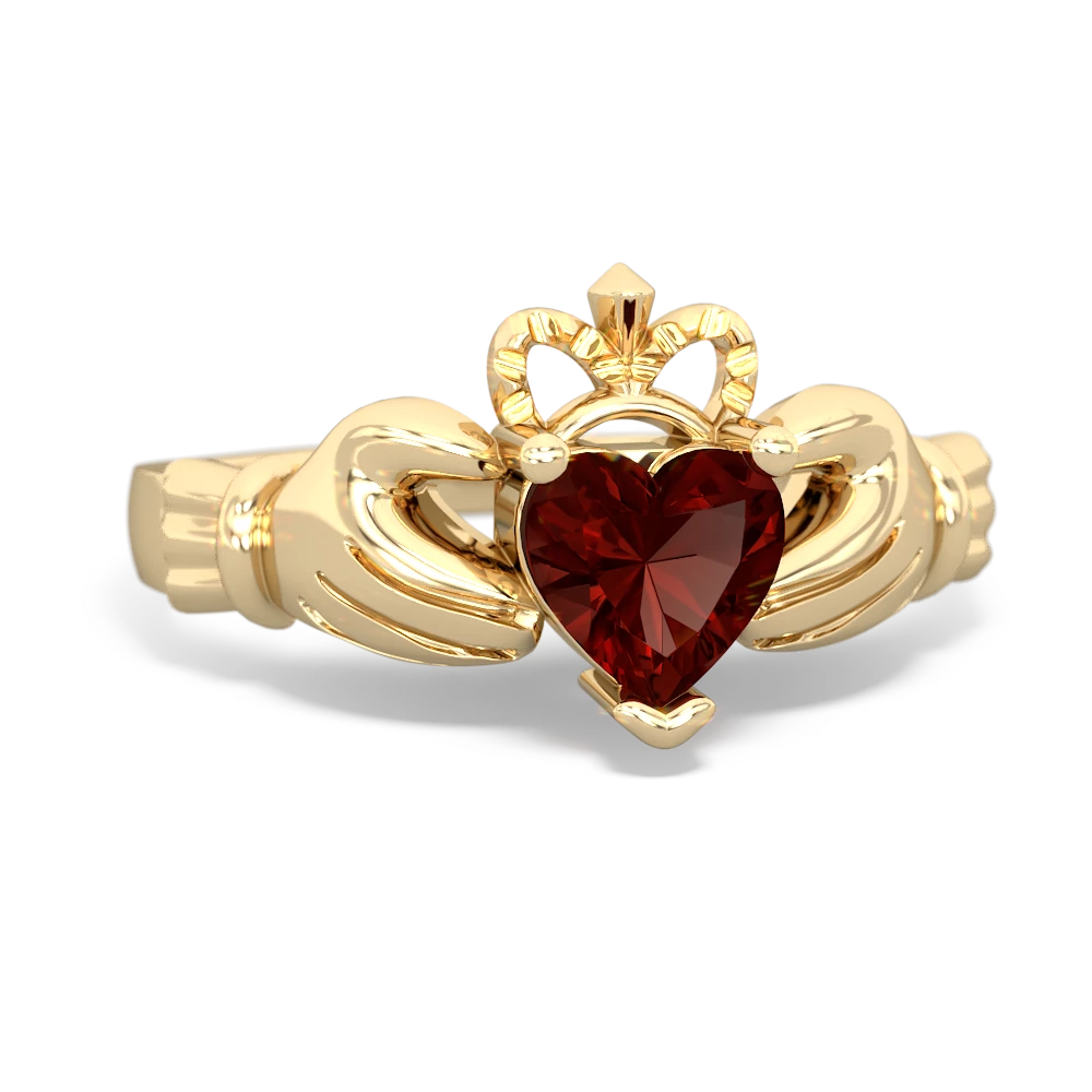 Garnet Claddagh 14K Yellow Gold ring R2370