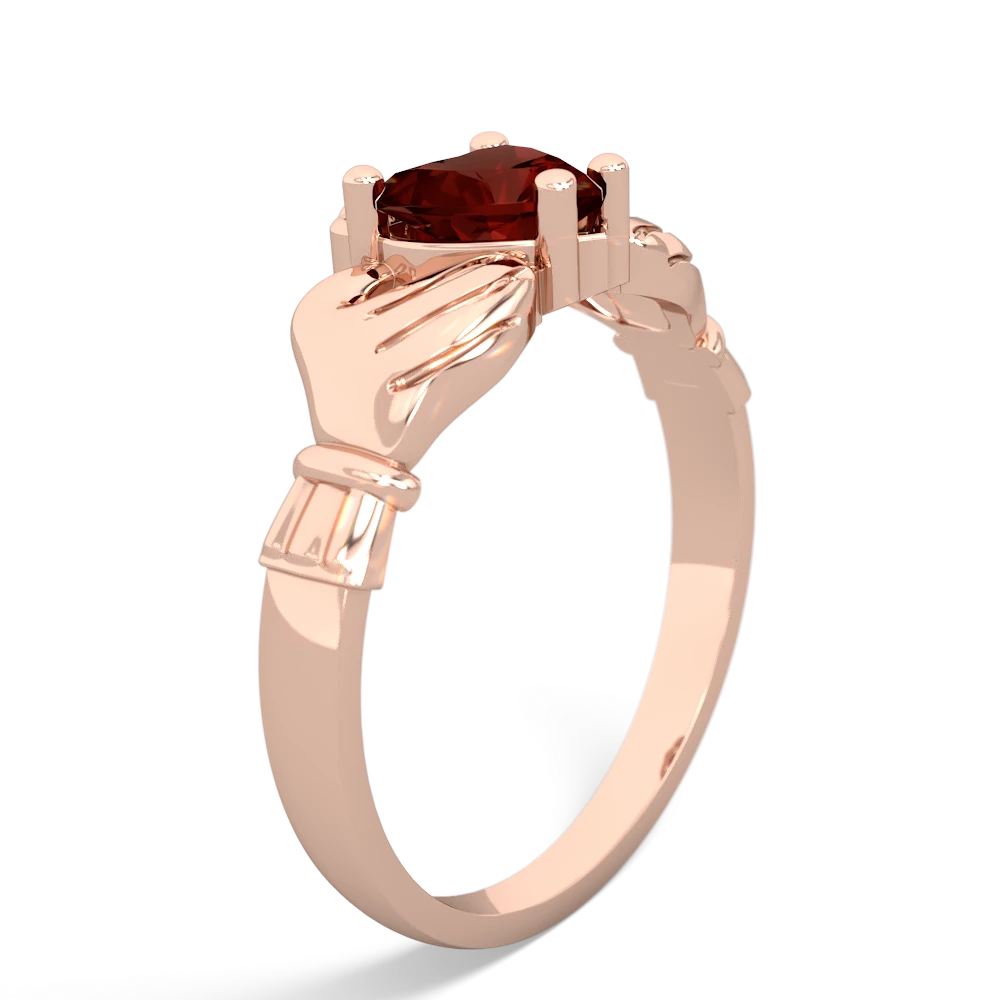 Garnet Claddagh Diamond Crown 14K Rose Gold ring R2372