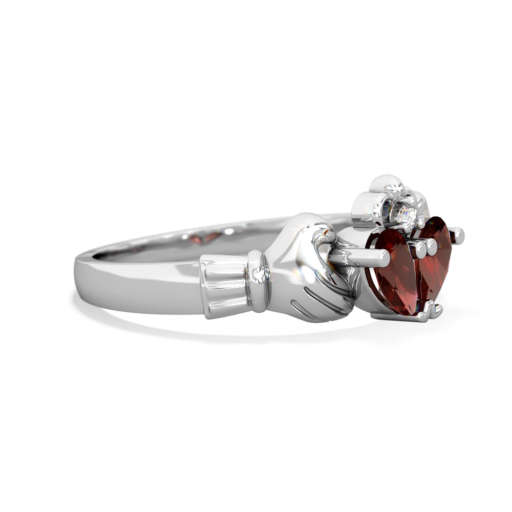 Garnet 'Our Heart' Claddagh 14K White Gold ring R2388