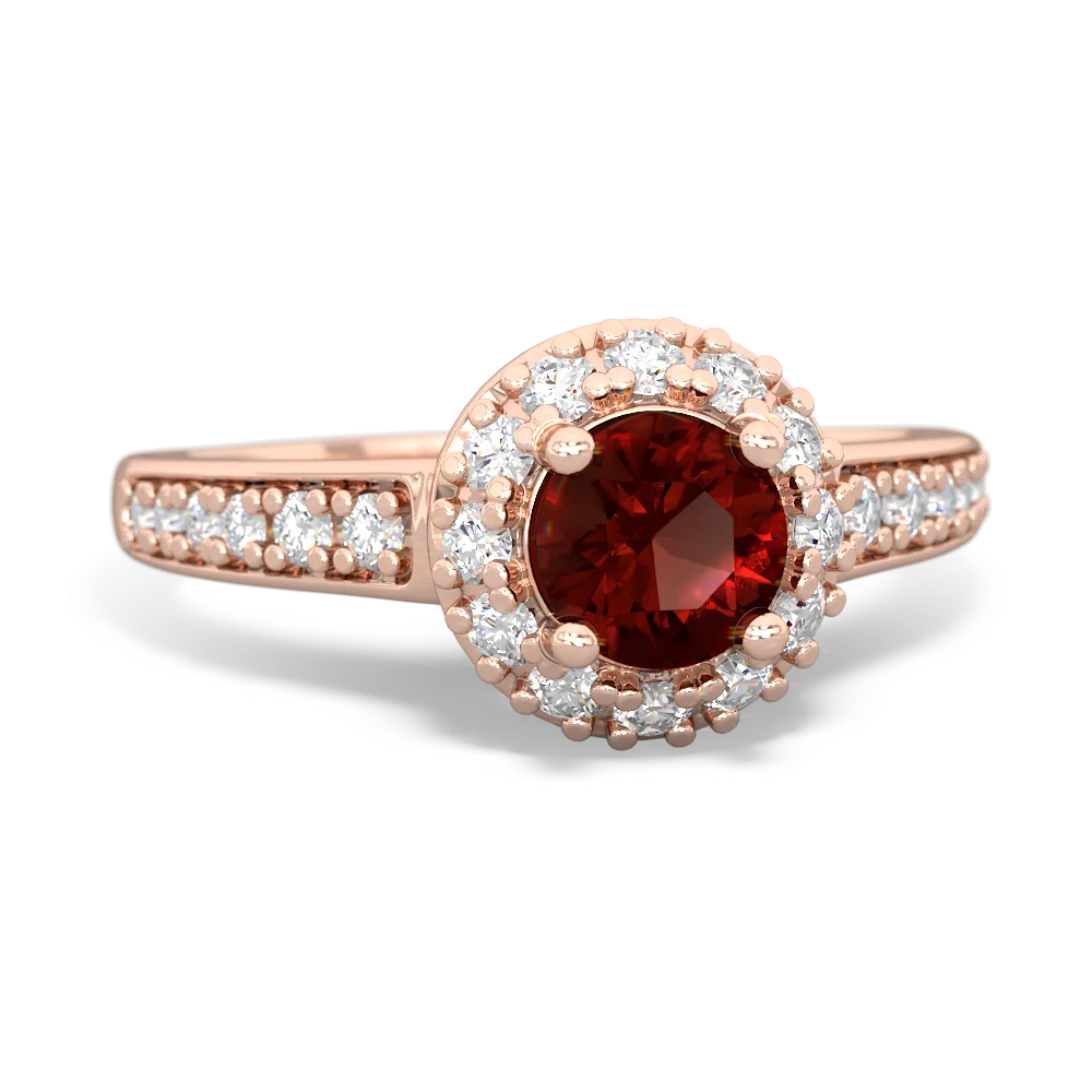 Garnet Diamond Halo 14K Rose Gold ring R5370