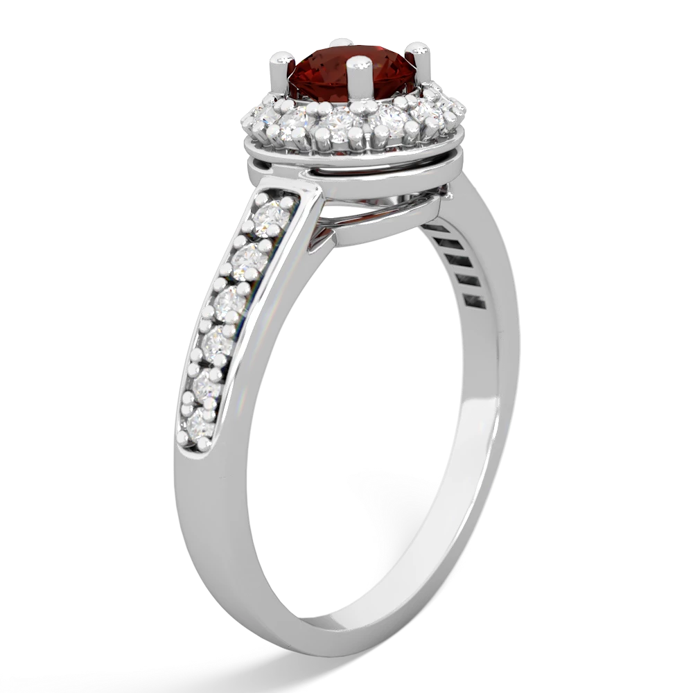 Garnet Diamond Halo 14K White Gold ring R5370