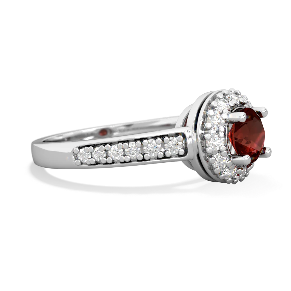 Garnet Diamond Halo 14K White Gold ring R5370