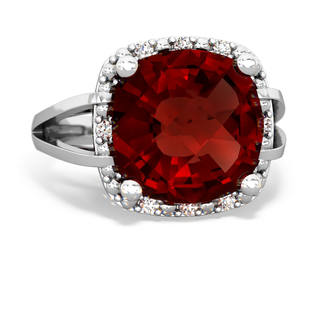 Garnet Art Deco Cocktail 14K White Gold ring R2498