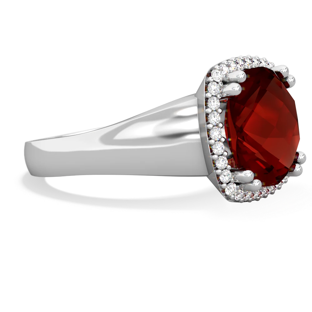 Garnet Halo Cocktail 14K White Gold ring R2544