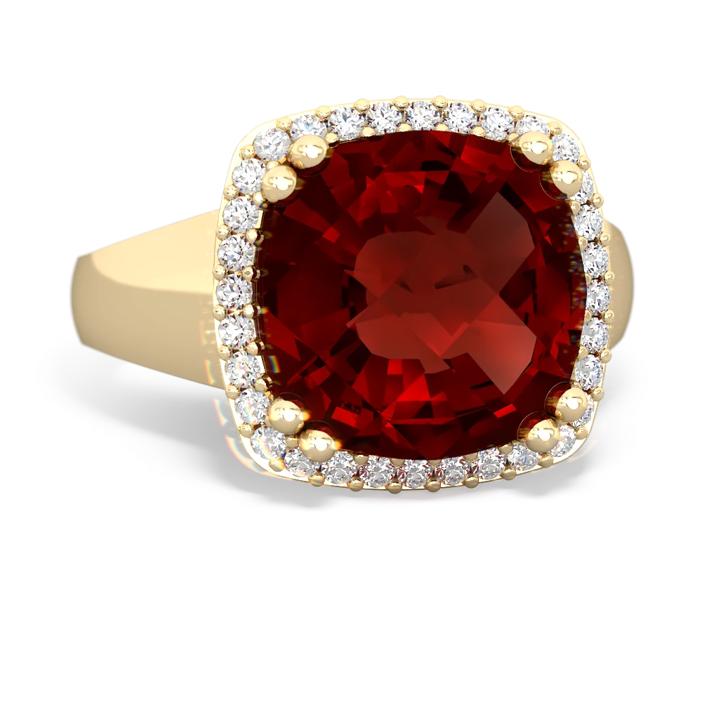 Garnet Halo Cocktail 14K Yellow Gold ring R2544