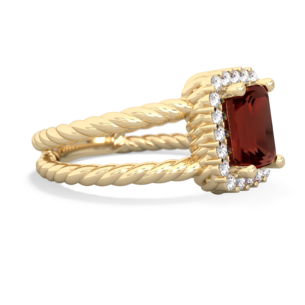 Garnet Rope Split Band 14K Yellow Gold ring R2628