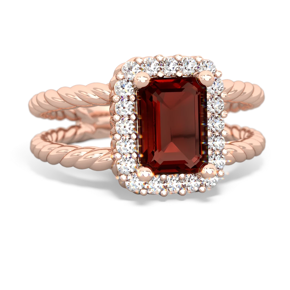 Garnet Rope Split Band 14K Rose Gold ring R2628