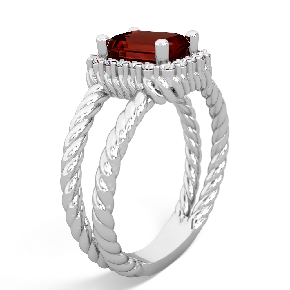 Garnet Rope Split Band 14K White Gold ring R2628