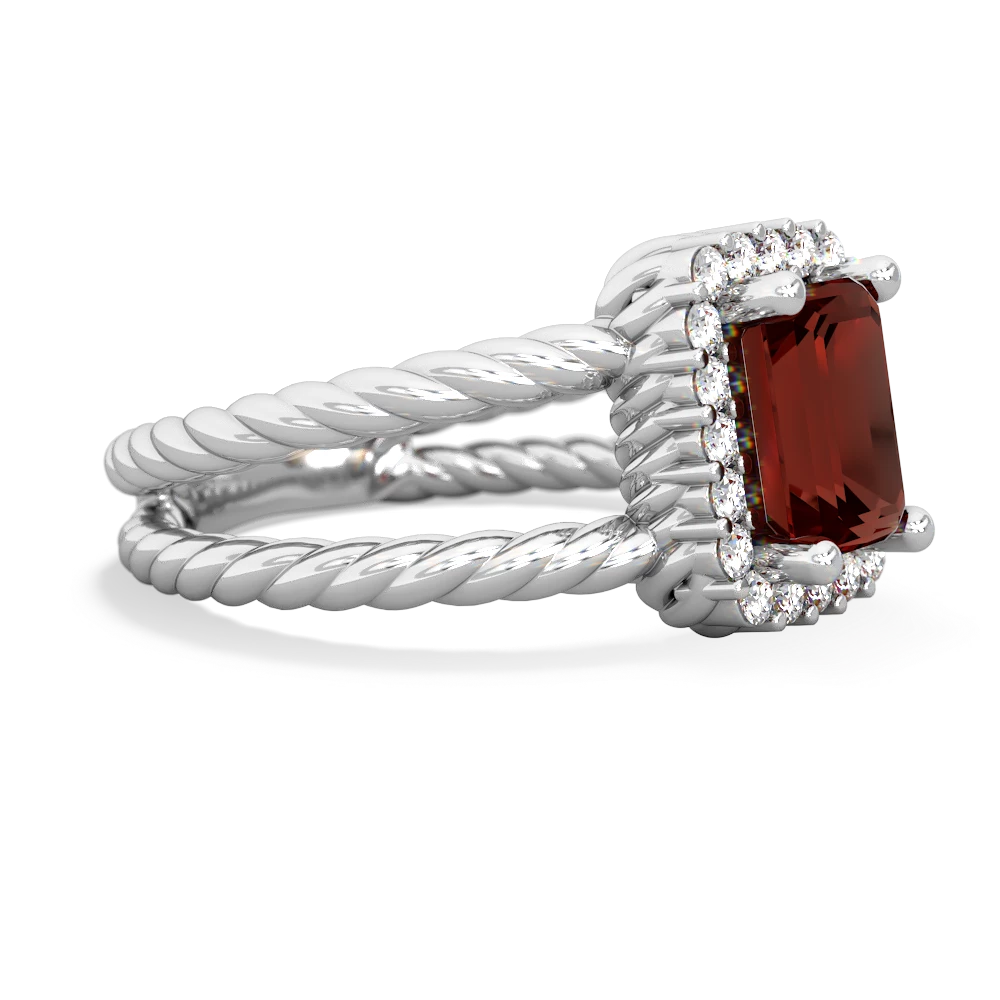 Garnet Rope Split Band 14K White Gold ring R2628