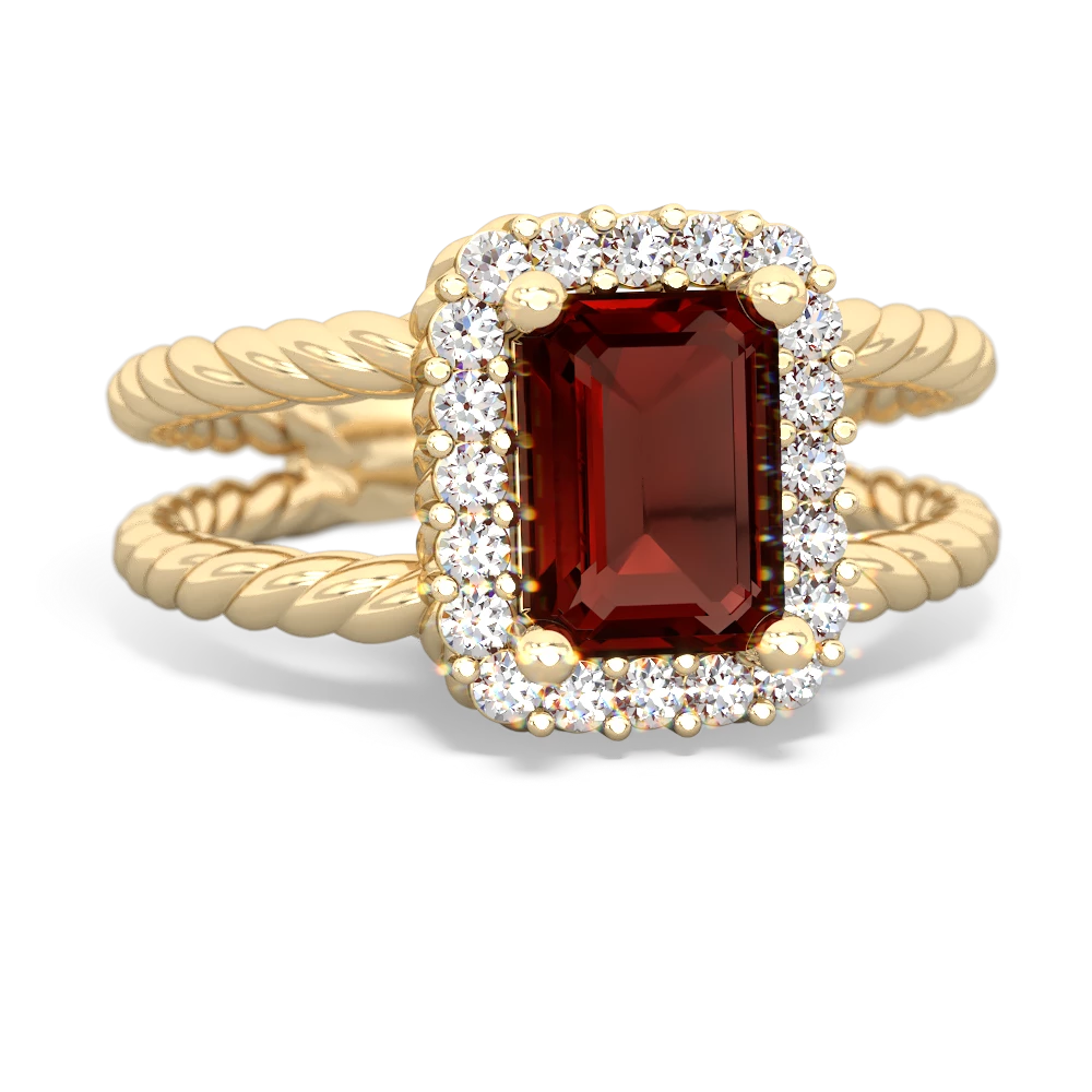 Garnet Rope Split Band 14K Yellow Gold ring R2628