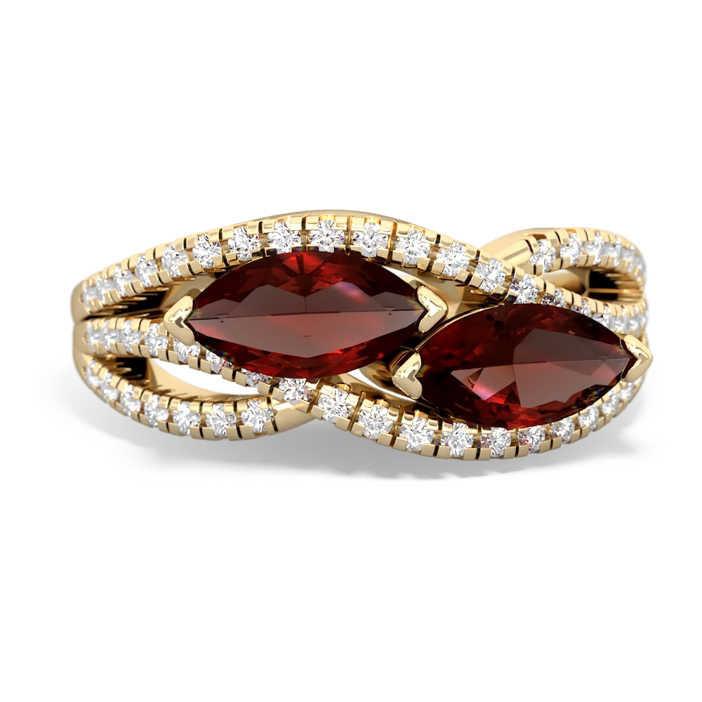 Garnet Diamond Rivers 14K Yellow Gold ring R3070