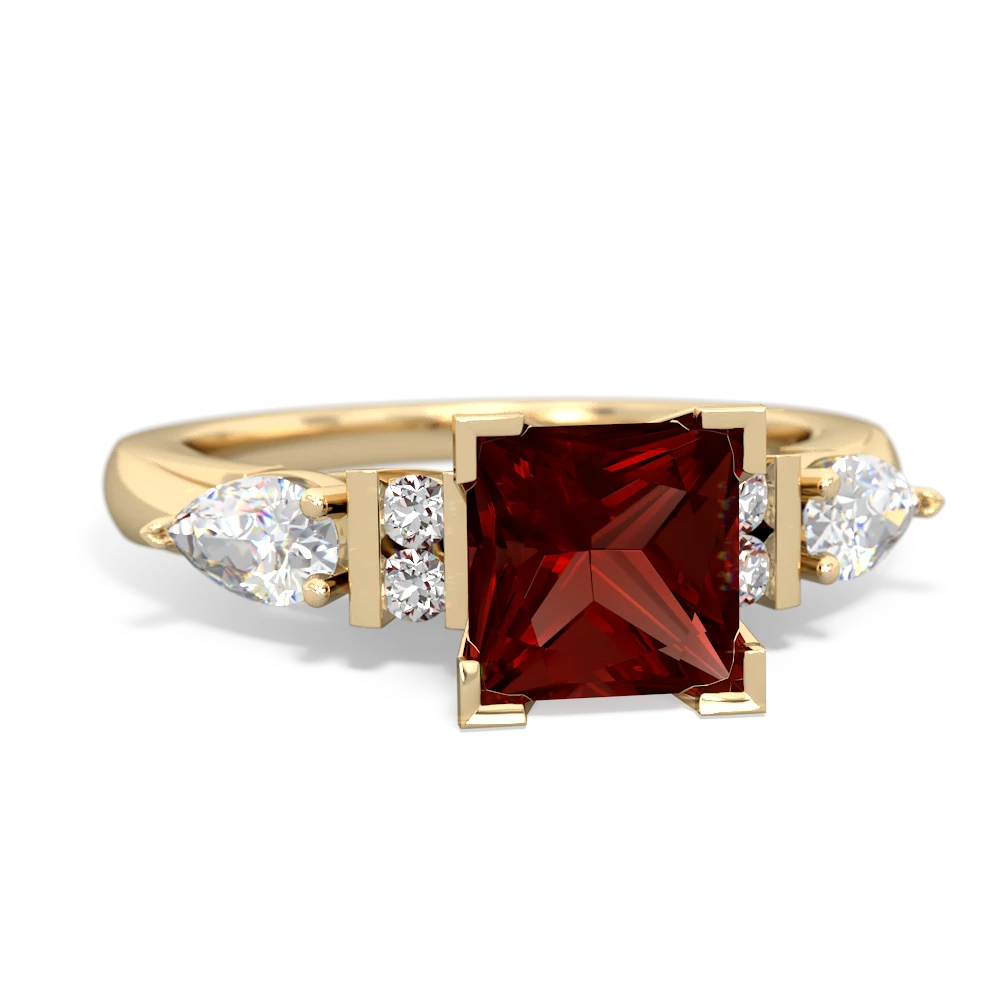 Garnet Engagement 14K Yellow Gold ring R2002 - front view