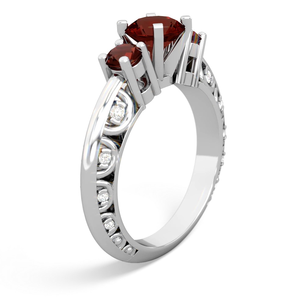 Garnet Art Deco Eternal Embrace Engagement 14K White Gold ring C2003