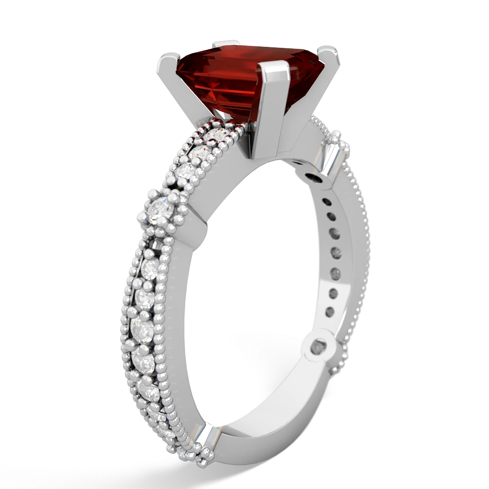 Garnet Sparkling Tiara 8X6 Emerald-Cut 14K White Gold ring R26298EM