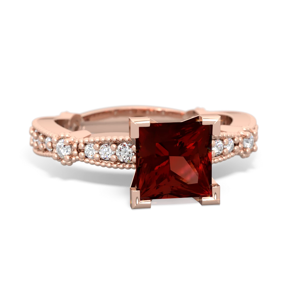 Garnet Sparkling Tiara 6Mm Princess 14K Rose Gold ring R26296SQ