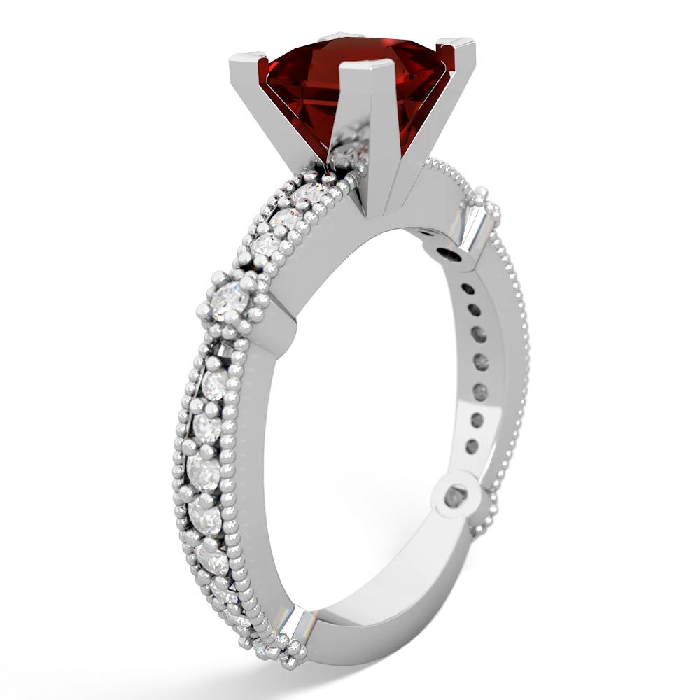 Garnet Sparkling Tiara 6Mm Princess 14K White Gold ring R26296SQ