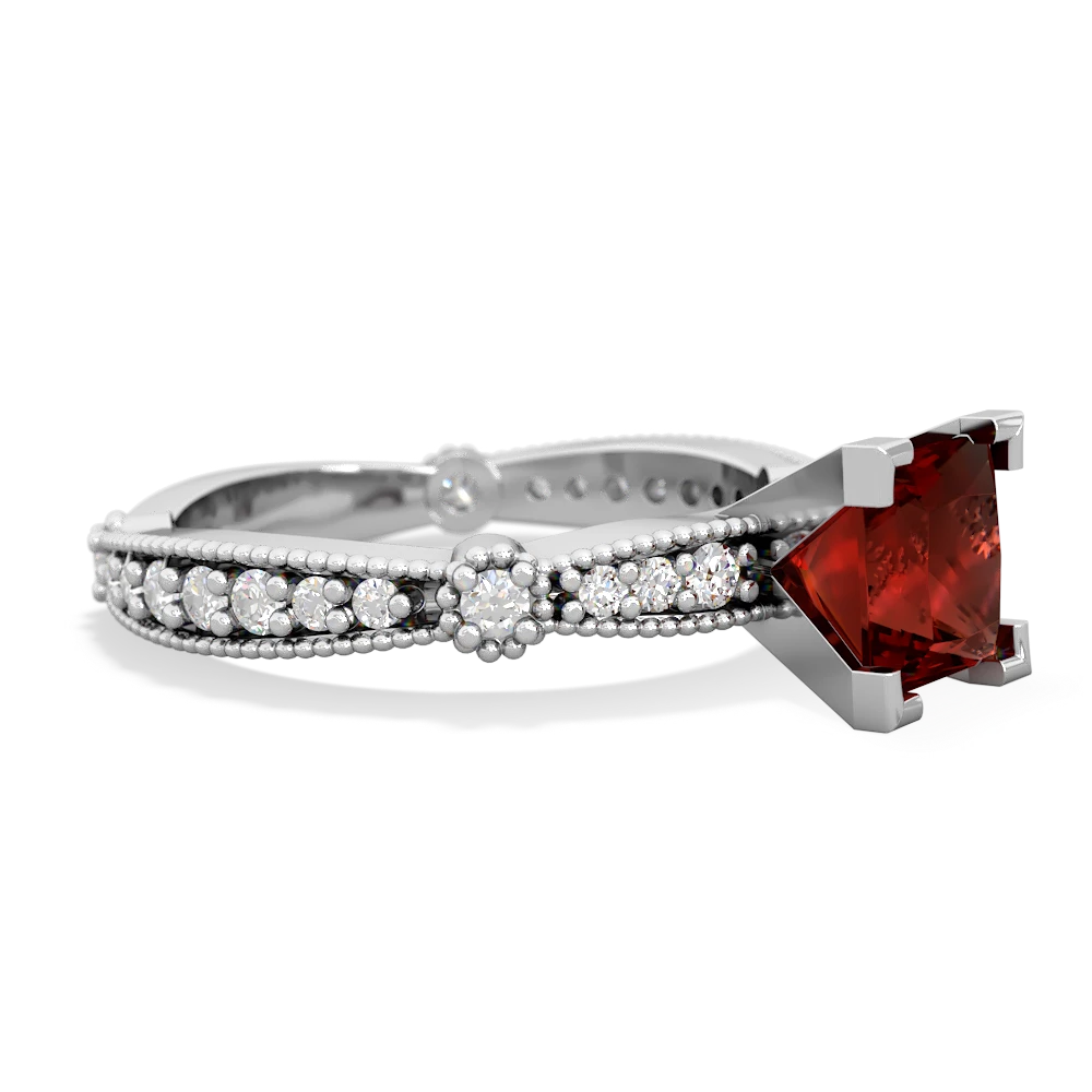 Garnet Sparkling Tiara 6Mm Princess 14K White Gold ring R26296SQ