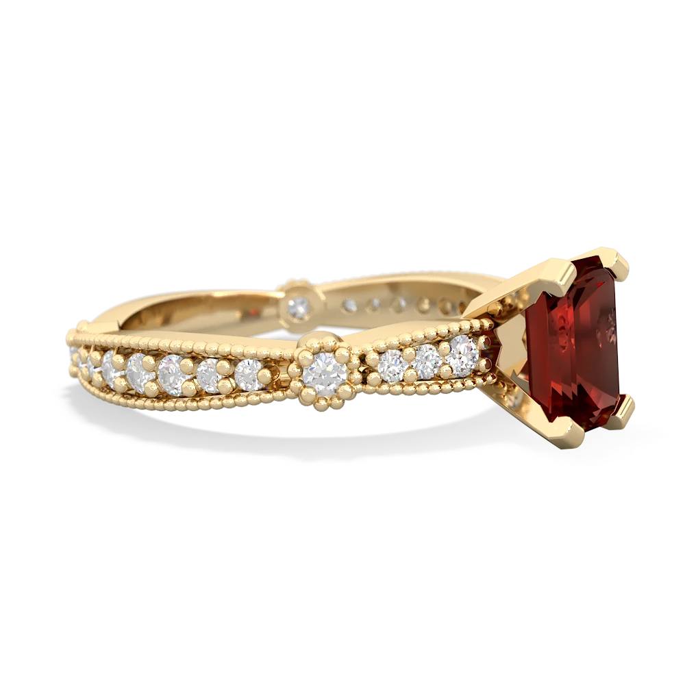 Garnet Sparkling Tiara 7X5mm Emerald-Cut 14K Yellow Gold ring R26297EM