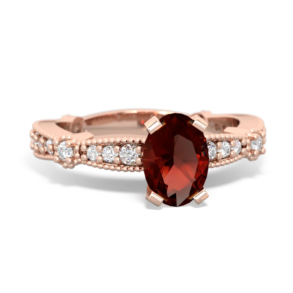 Garnet Sparkling Tiara 7X5mm Oval 14K Rose Gold ring R26297VL