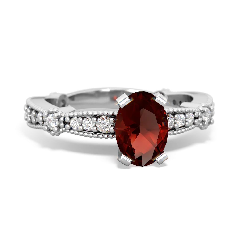 Garnet Sparkling Tiara 7X5mm Oval 14K White Gold ring R26297VL