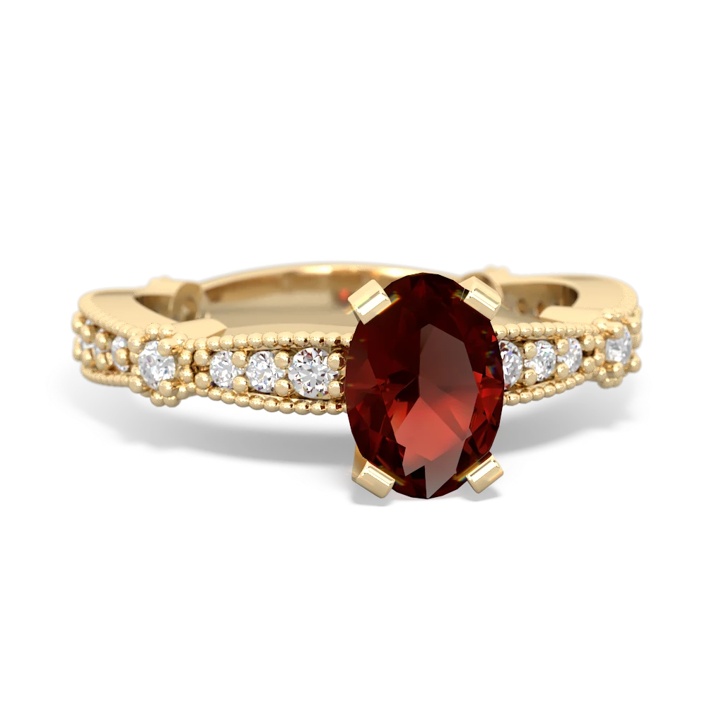 Garnet Sparkling Tiara 7X5mm Oval 14K Yellow Gold ring R26297VL