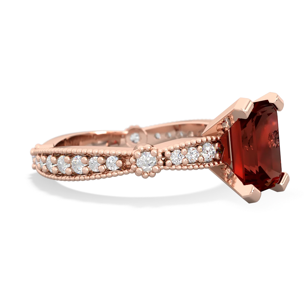 Garnet Sparkling Tiara 8X6 Emerald-Cut 14K Rose Gold ring R26298EM