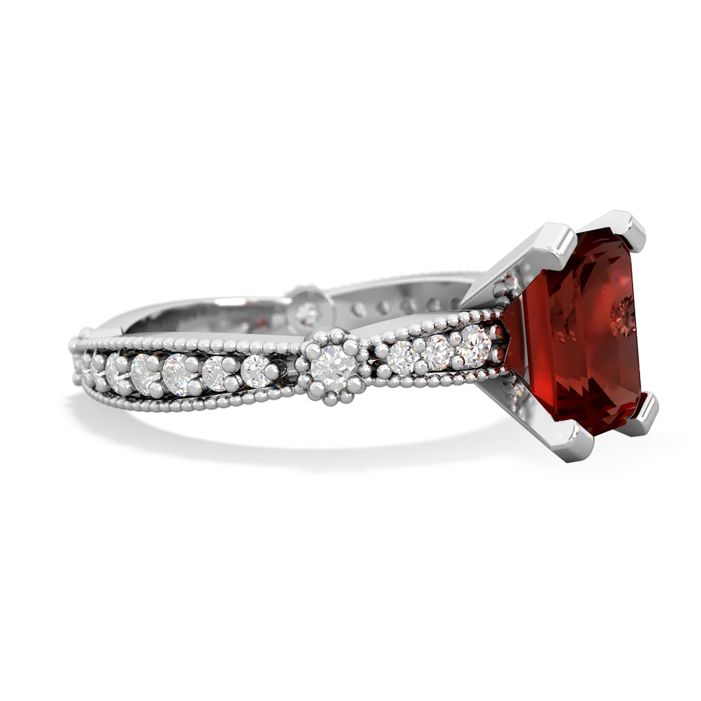 Garnet Sparkling Tiara 8X6 Emerald-Cut 14K White Gold ring R26298EM