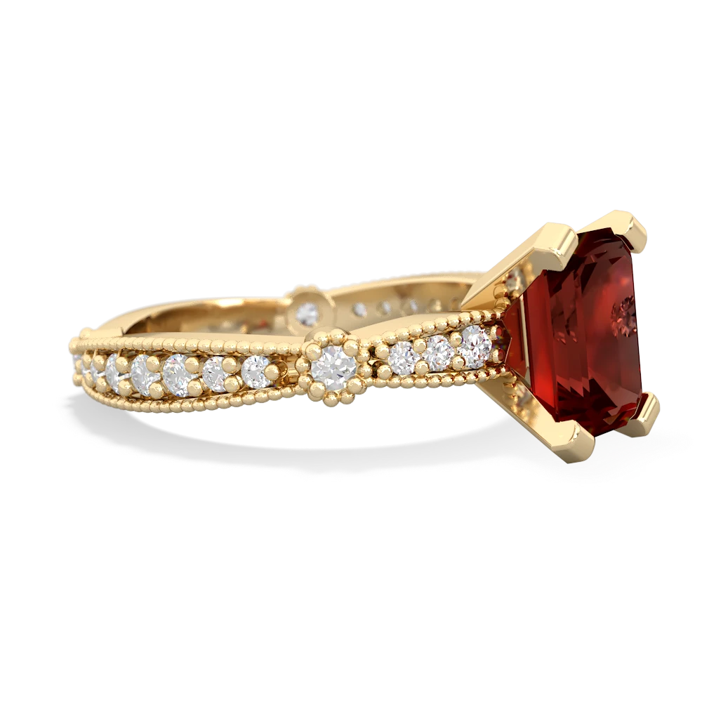 Garnet Sparkling Tiara 8X6 Emerald-Cut 14K Yellow Gold ring R26298EM