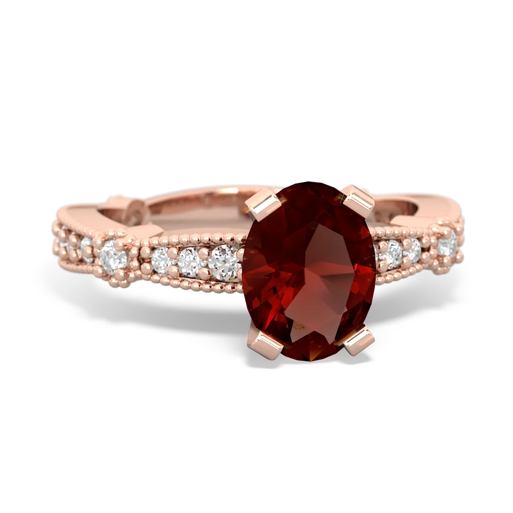 Garnet Sparkling Tiara 8X6 Oval 14K Rose Gold ring R26298VL