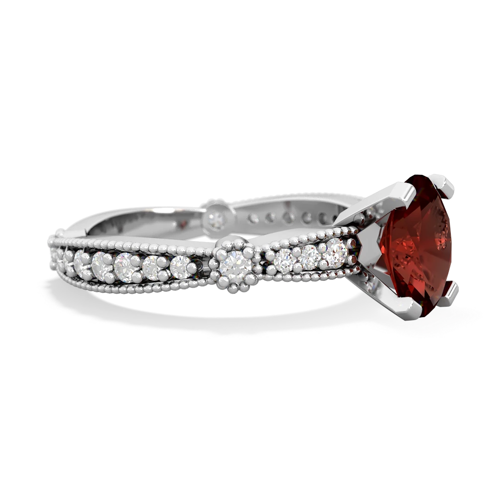 Garnet Sparkling Tiara 8X6 Oval 14K White Gold ring R26298VL