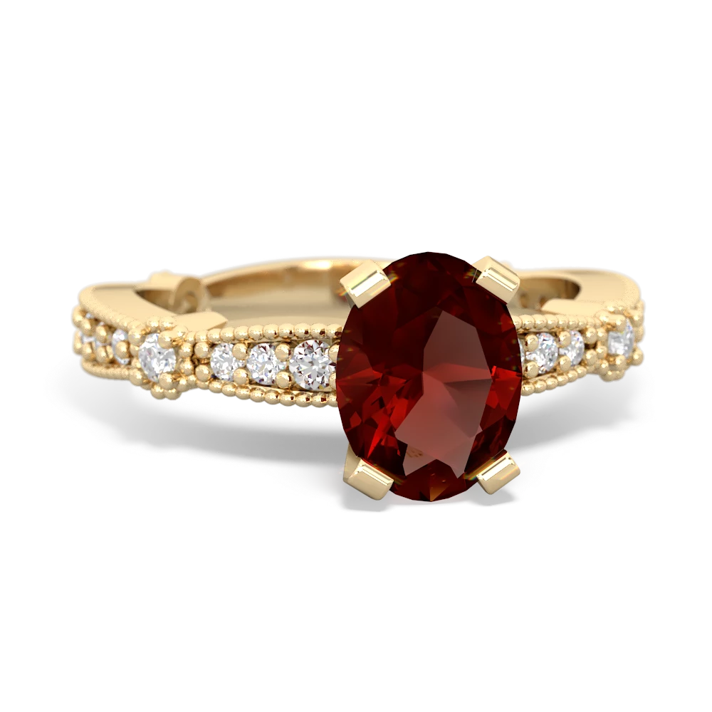 Garnet Sparkling Tiara 8X6 Oval 14K Yellow Gold ring R26298VL