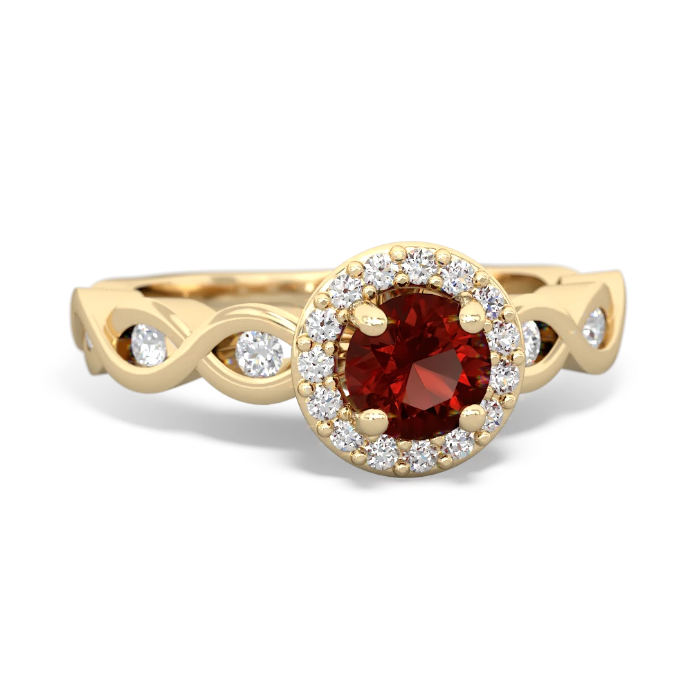 Garnet Infinity Engagement 14K Yellow Gold ring R26315RH - front view