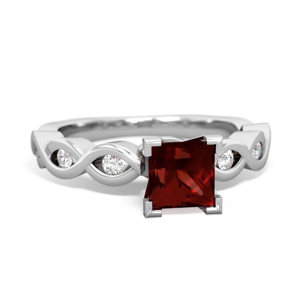 Garnet Infinity Engagement 14K White Gold ring R26315SQ - front view