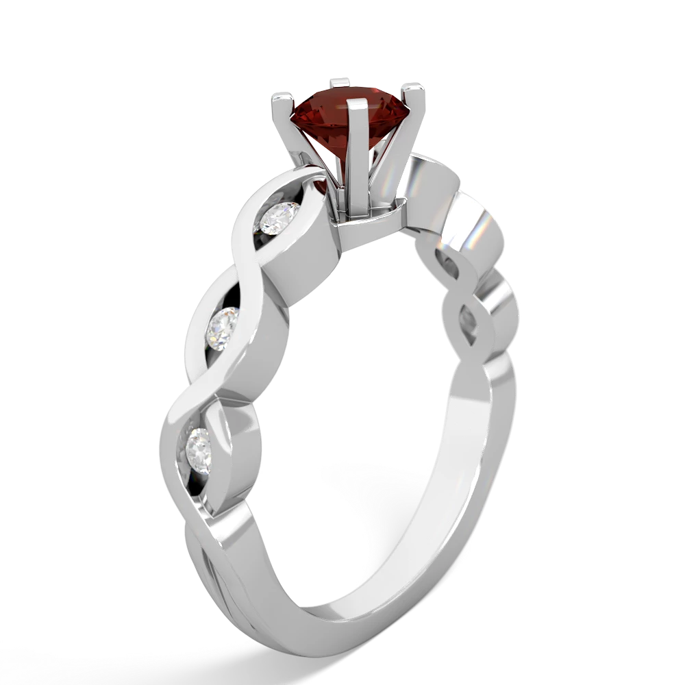 Garnet Infinity 5Mm Round Engagement 14K White Gold ring R26315RD