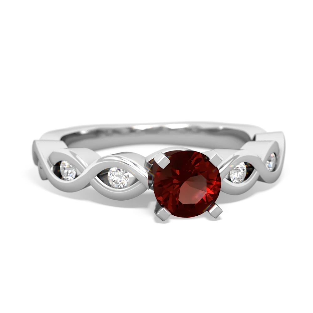 Garnet Infinity 5Mm Round Engagement 14K White Gold ring R26315RD