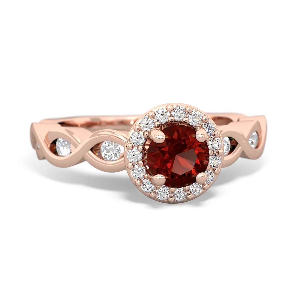 Garnet Infinity Halo Engagement 14K Rose Gold ring R26315RH