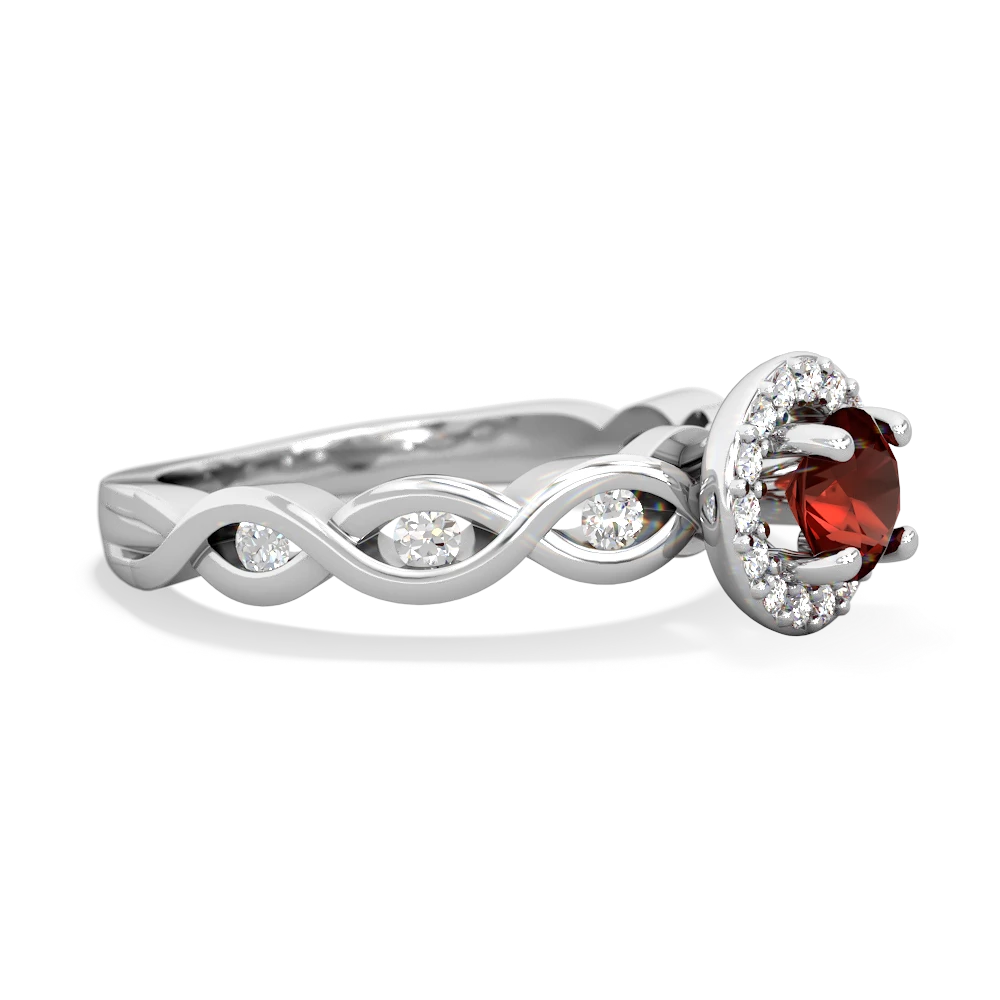 Garnet Infinity Halo Engagement 14K White Gold ring R26315RH