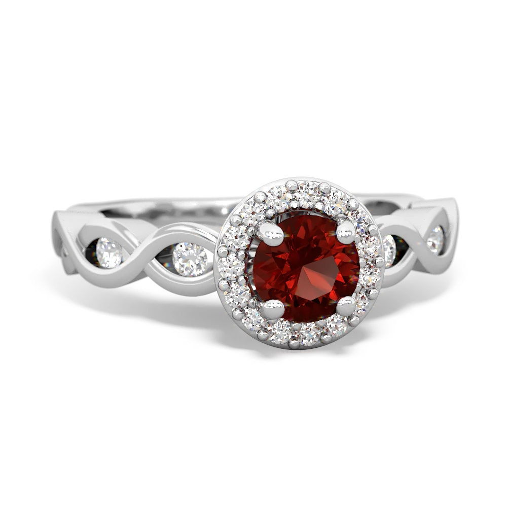 Garnet Infinity Halo Engagement 14K White Gold ring R26315RH