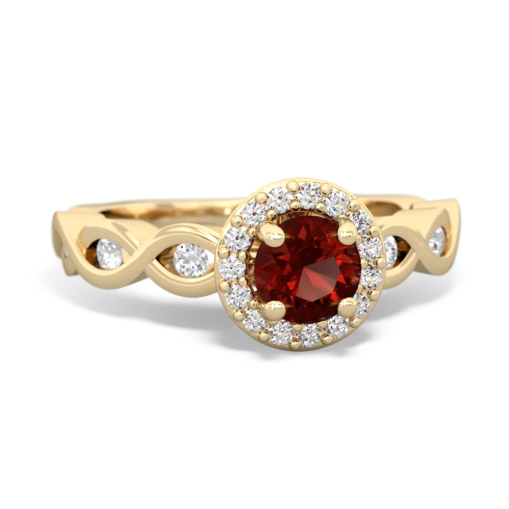 Garnet Infinity Halo Engagement 14K Yellow Gold ring R26315RH